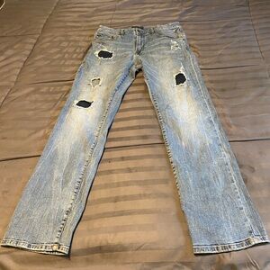 Men's Distressed Blue Jeans